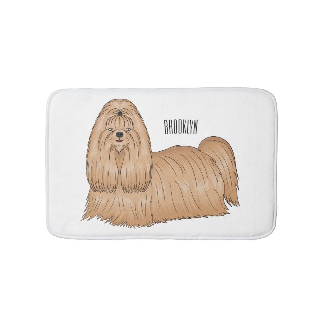 Alfombrilla De Baño Shih tzu personalizado de pelo largo ilustracion (Anverso)