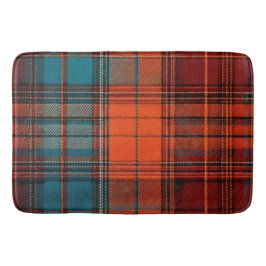 Alfombrilla De Baño Sienna & Slate: Rustic Burnt Orange and Teal Plaid