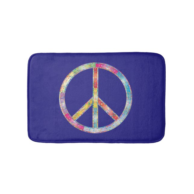 Alfombrilla De Baño Signo de paz colorida (Anverso)