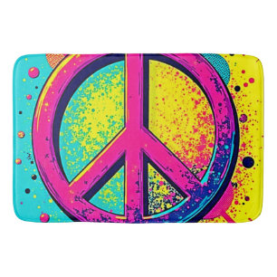 Alfombrilla De Baño Signo de Paz Retrocolorido