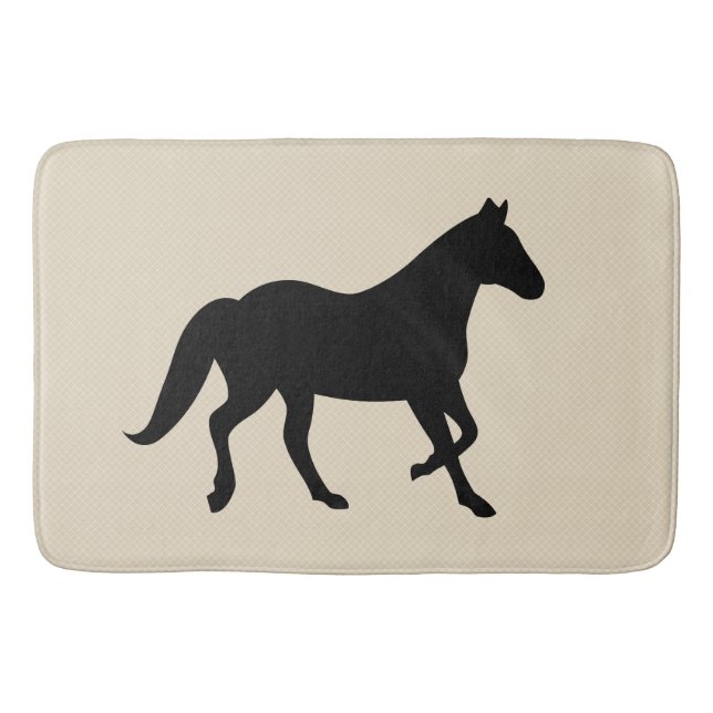Alfombrilla De Baño Silhouette de Caballo Negro y Taupe (Anverso)