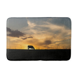 Alfombrilla De Baño Silhouette de Cattle Sunset