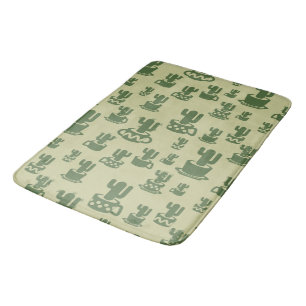 Alfombrilla De Baño Silueta de cactus suculenta en tazas y macetas
