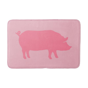 Alfombrilla De Baño Silueta de cerdo rosa
