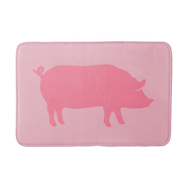 Alfombrilla De Baño Silueta de cerdo rosa (Anverso)