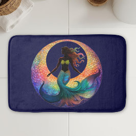 Alfombrilla De Baño Silueta de diosa lunar sirena | Costa de mar profu