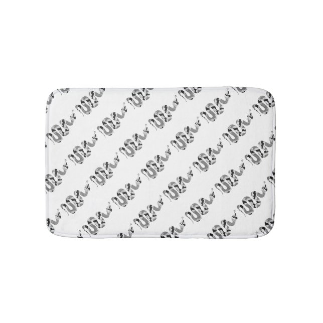 Alfombrilla De Baño Silueta gris y gris claro de serpiente (Anverso)