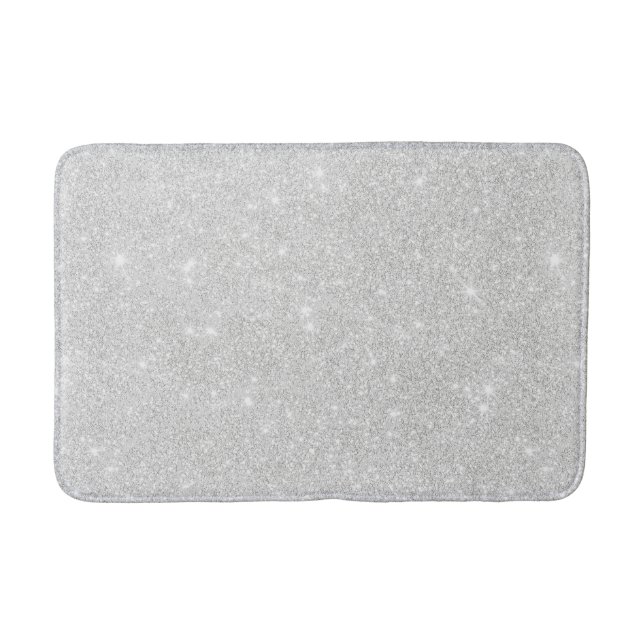 Alfombrilla De Baño Silver Glitter Texture White Sparkling Shiny (Anverso)