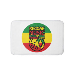 Alfombrilla De Baño Símbolo de reggae y paz con citas positivas