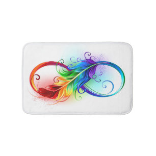 Alfombrilla De Baño Símbolo infinito con plumas arcoiris