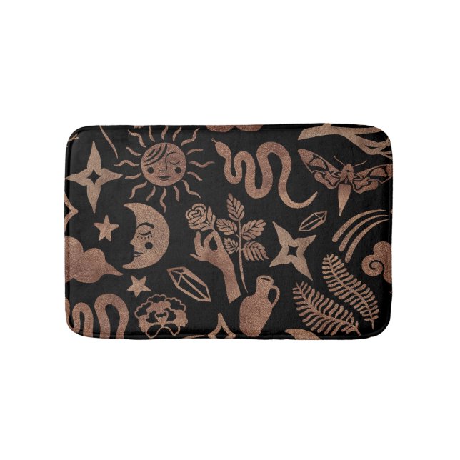Alfombrilla De Baño Símbolos místicos: serpiente, sol, luna. (Anverso)