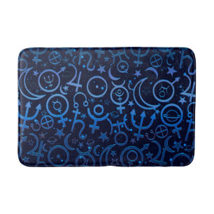 Alfombrilla De Baño Símbolos Planetarios Azules Universo Místico Plane