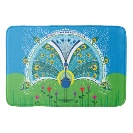 Alfombrilla De Baño Simetría de pavo real encantador