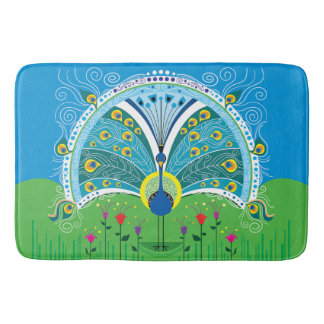 Alfombrilla De Baño Simetría de pavo real encantador