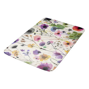 Alfombrilla De Baño Sinfonía de flor silvestre acuarela