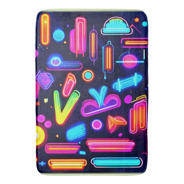 Alfombrilla De Baño Sinfonía de paisaje onírico de neón (Frente vertical)