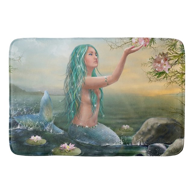 Alfombrilla De Baño sirena cabelluda verde (Anverso)
