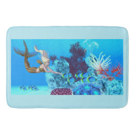 Alfombrilla De Baño Sirena de arrecife dorada