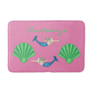 Alfombrilla De Baño Sirena de cola azul Natación Thunder_Cove