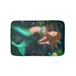 Alfombrilla De Baño Sirena hermosa de la fantasía con la estera de