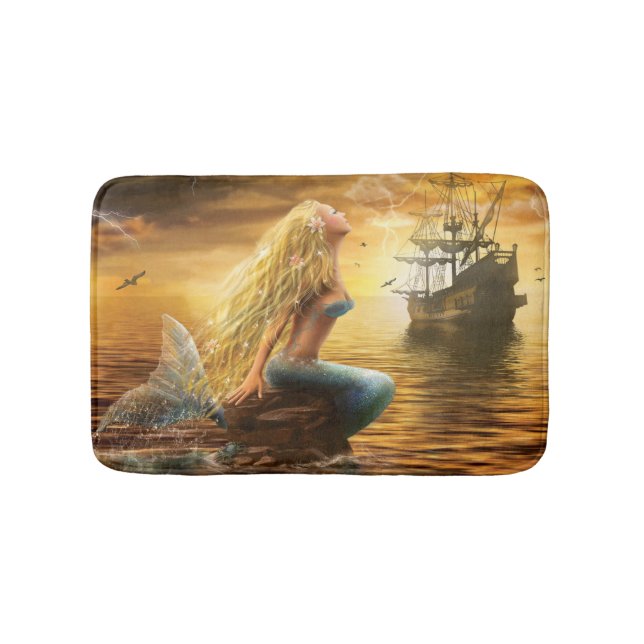 Alfombrilla De Baño Sirena hermosa de la fantasía de la princesa de la (Anverso)