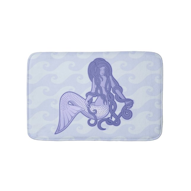 Alfombrilla De Baño Sirena sentada azul (Anverso)