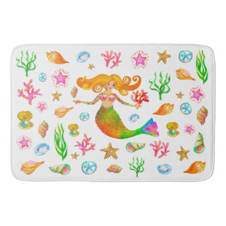 Alfombrilla De Baño Sirena y conchas Vibe de playa