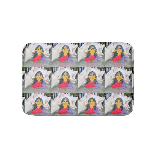 Alfombrilla De Baño sirenas tántricas contra las conchas marinas (Anverso)