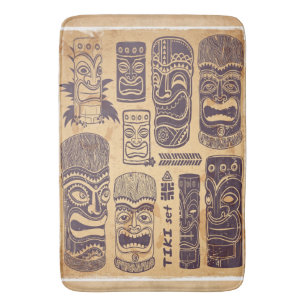 Alfombrilla De Baño Sistema fresco de Tiki del vintage del Grunge