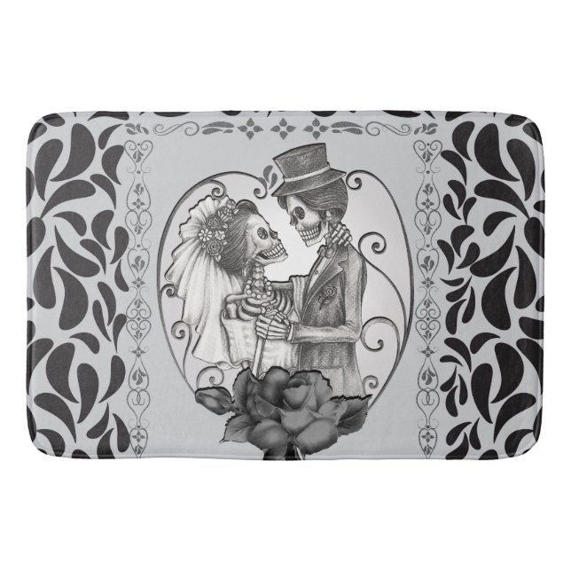 Alfombrilla De Baño Skeleton Love Couple Marriance Dance (Anverso)
