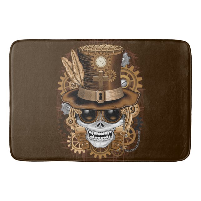 Alfombrilla De Baño Skull Steampunk Voodoo Retro Machine (Anverso)