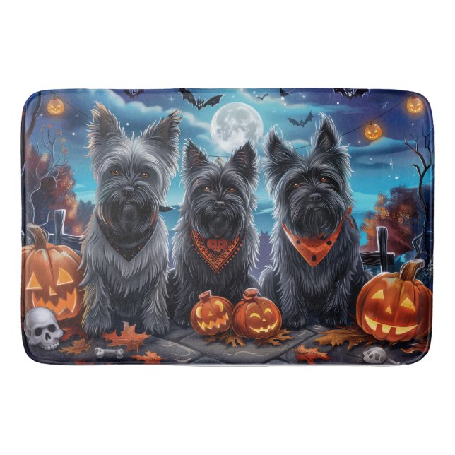 Alfombrilla De Baño Skye Terrier Halloween Spooki (Anverso)