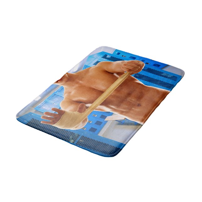 Alfombrilla De Baño SlipperyJoe hombre muscular abs vestuario de baldo (Angular)