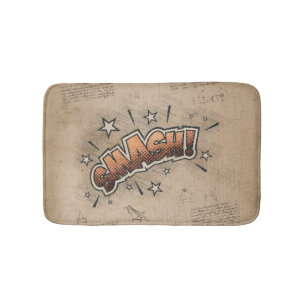 Alfombrilla De Baño ¡SMASH! Historieta vintage libro Steampunk Pop Art