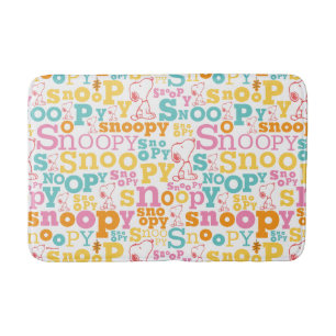 Alfombrilla De Baño Snoopy Pastel Text Pattern