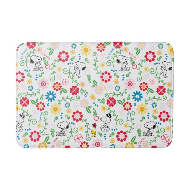Alfombrilla De Baño Snoopy So Sweet Flower Pattern (Anverso)