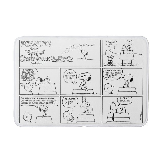 Alfombrilla De Baño Snoopy y Charlie Brown | Muffin inglés (Anverso)