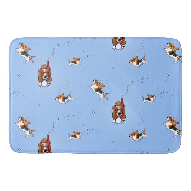 Alfombrilla De Baño Snorkeling Basset Hounds (Anverso)