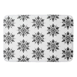 Alfombrilla De Baño Snowflake gráfico minimalista en blanco y negro