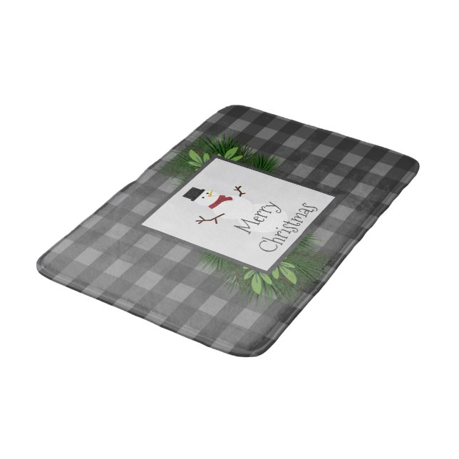 Alfombrilla De Baño Snowman Gray Buffalo Tapado Bath Mat (Angular)