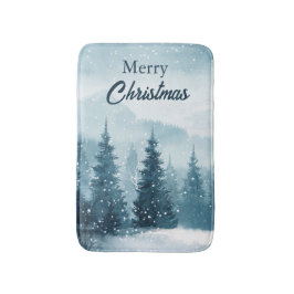 Alfombrilla De Baño Snowy Christmas Trees 