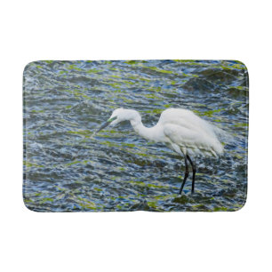 Alfombrilla De Baño Snowy Egret Stork Lake White Bird