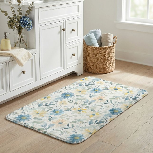 Alfombrilla De Baño Soft Meadow Daisy Watercolor (Subido por el creador)