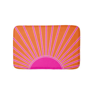 Alfombrilla De Baño Sol Sunrise Naranja Y Sol Pink Preppy