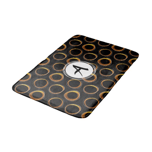 Alfombrilla De Baño Solar Eclipse Mid-Century Modern Black & Gold (Angular)