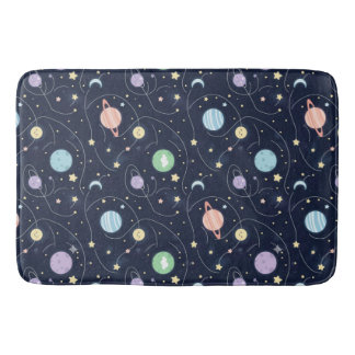 Alfombrilla De Baño Solar System Planets Seamless Pattern