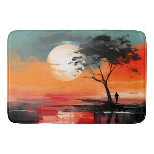 Alfombrilla De Baño Solo junto al lago – Soledad al atardecer