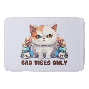 Alfombrilla De Baño Sólo vibraciones malas - Diseño gótico de gatos y