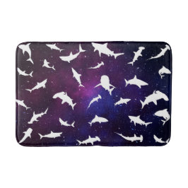 Alfombrilla De Baño Sombra blanca del pez tiburón en el espacio de la 
