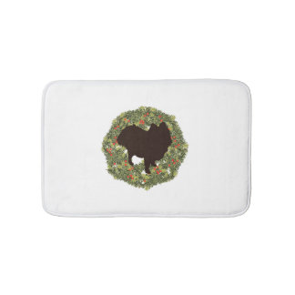 Alfombrilla De Baño Sombra de silueta pomerana en una guirnalda